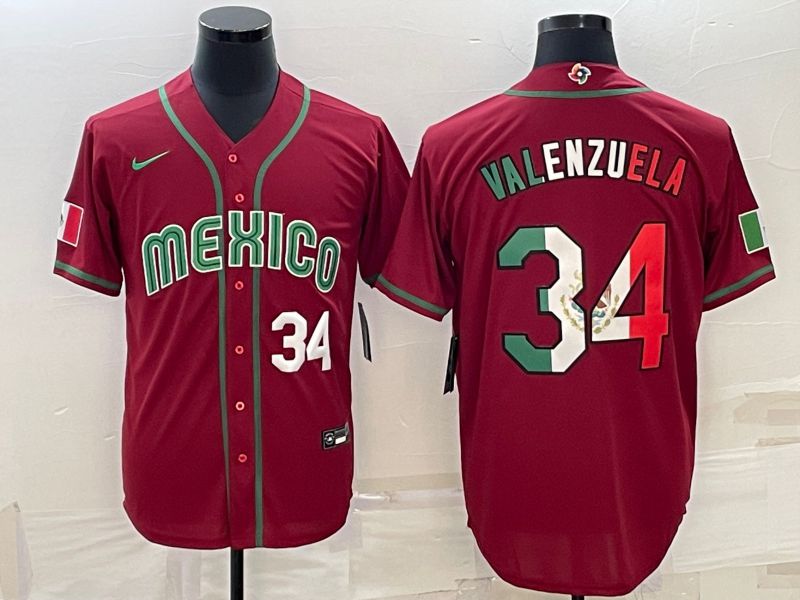 Men 2023 World Cub Mexico #34 Valenzuela Red Nike MLB Jersey2->more jerseys->MLB Jersey